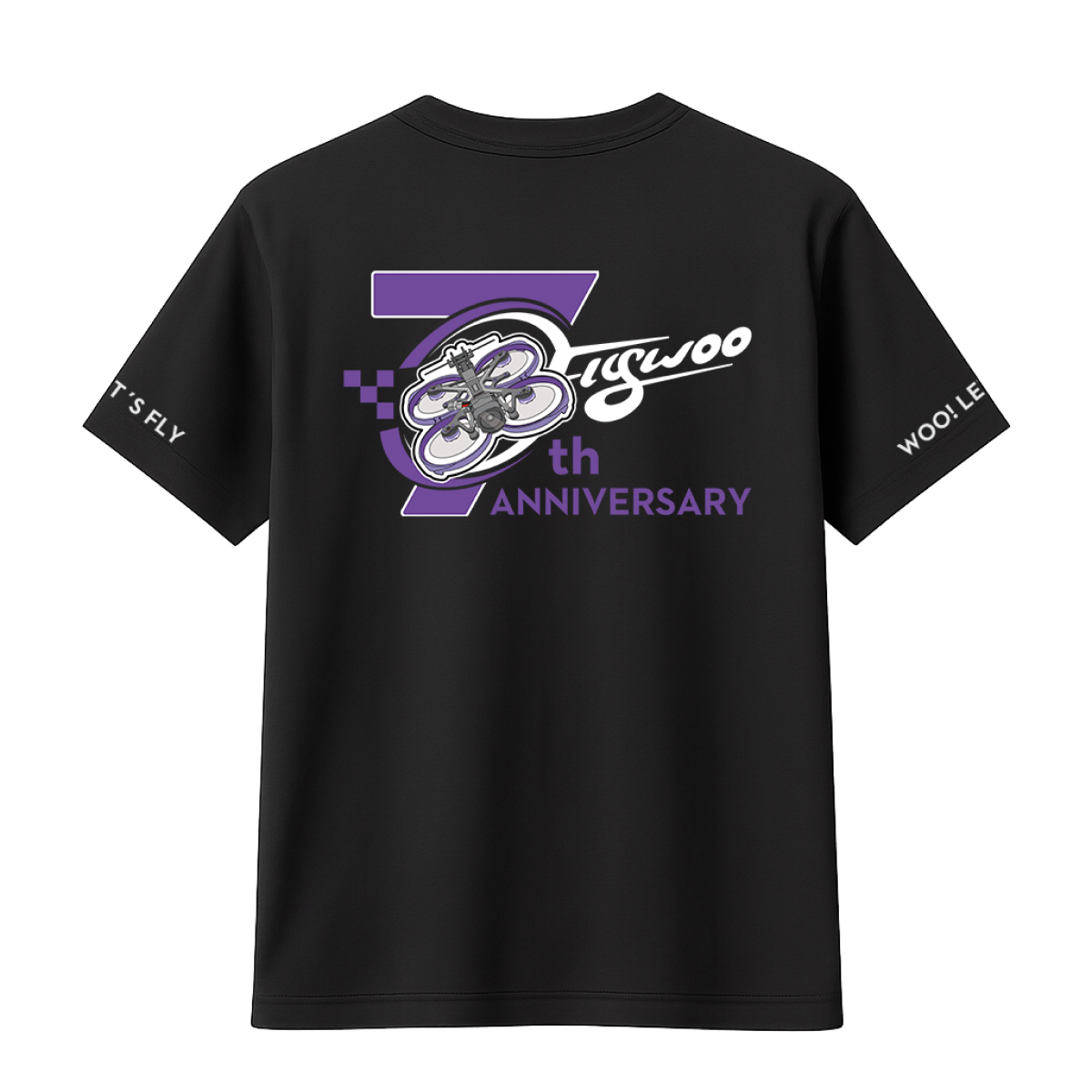 Flywoo T-Shirt 7th Anniversary Nera Cotone ricamata