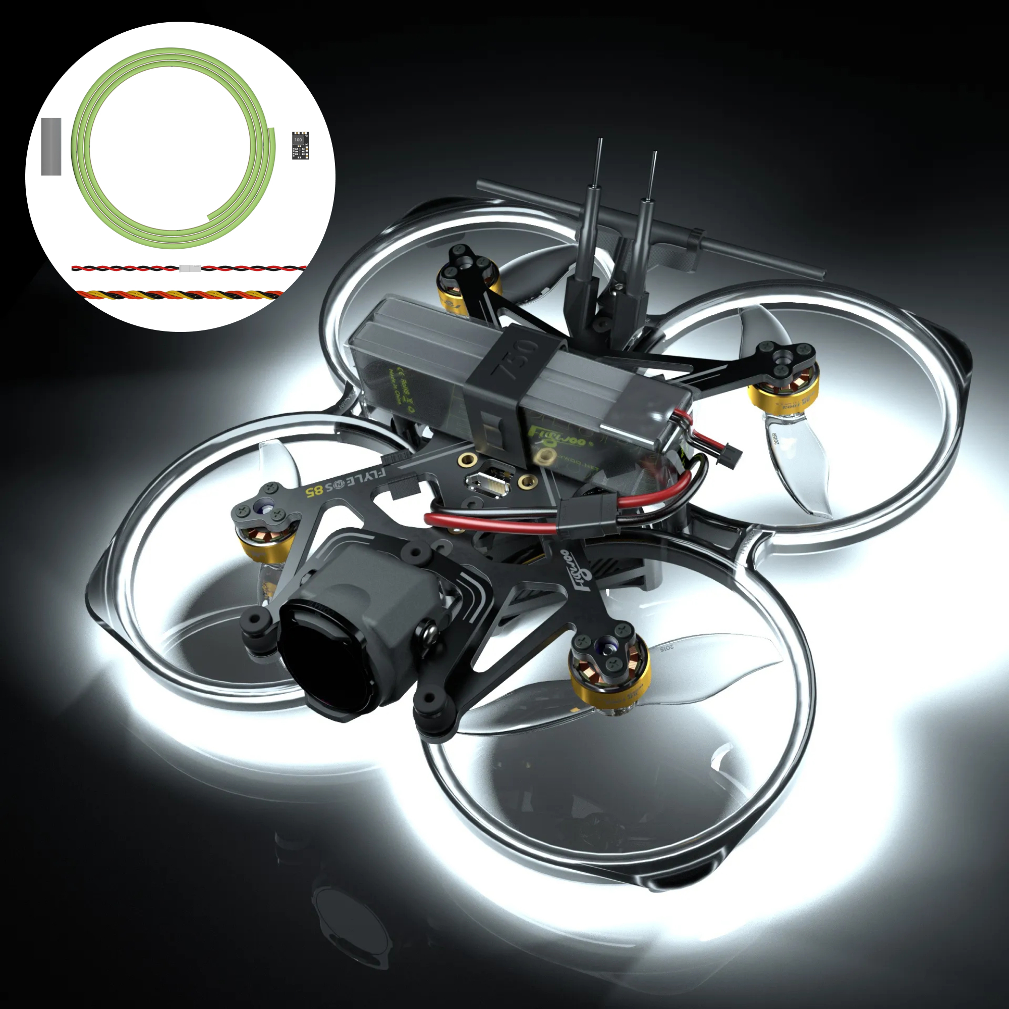 Flywoo LED Flessibile + BEC 3,3V Striscia 2,7 mm 1 m