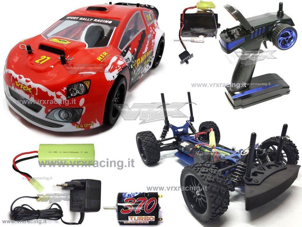VRX XR16 Flash Rally spazzole auto RC 1/16 RTR 4WD rossa