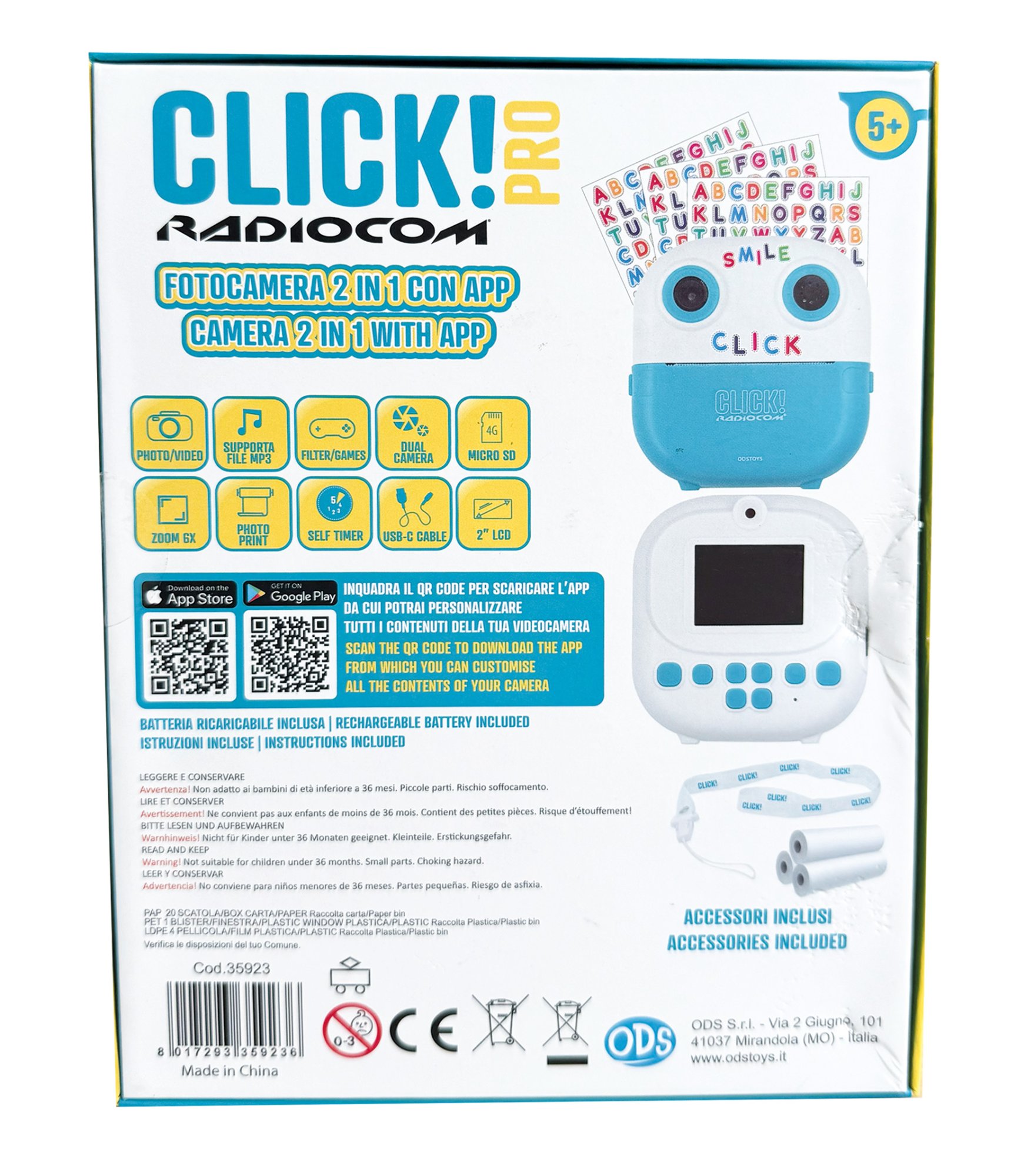 Radiocom Mars Click! 4 Pro fotocamera bambini 1080p con app