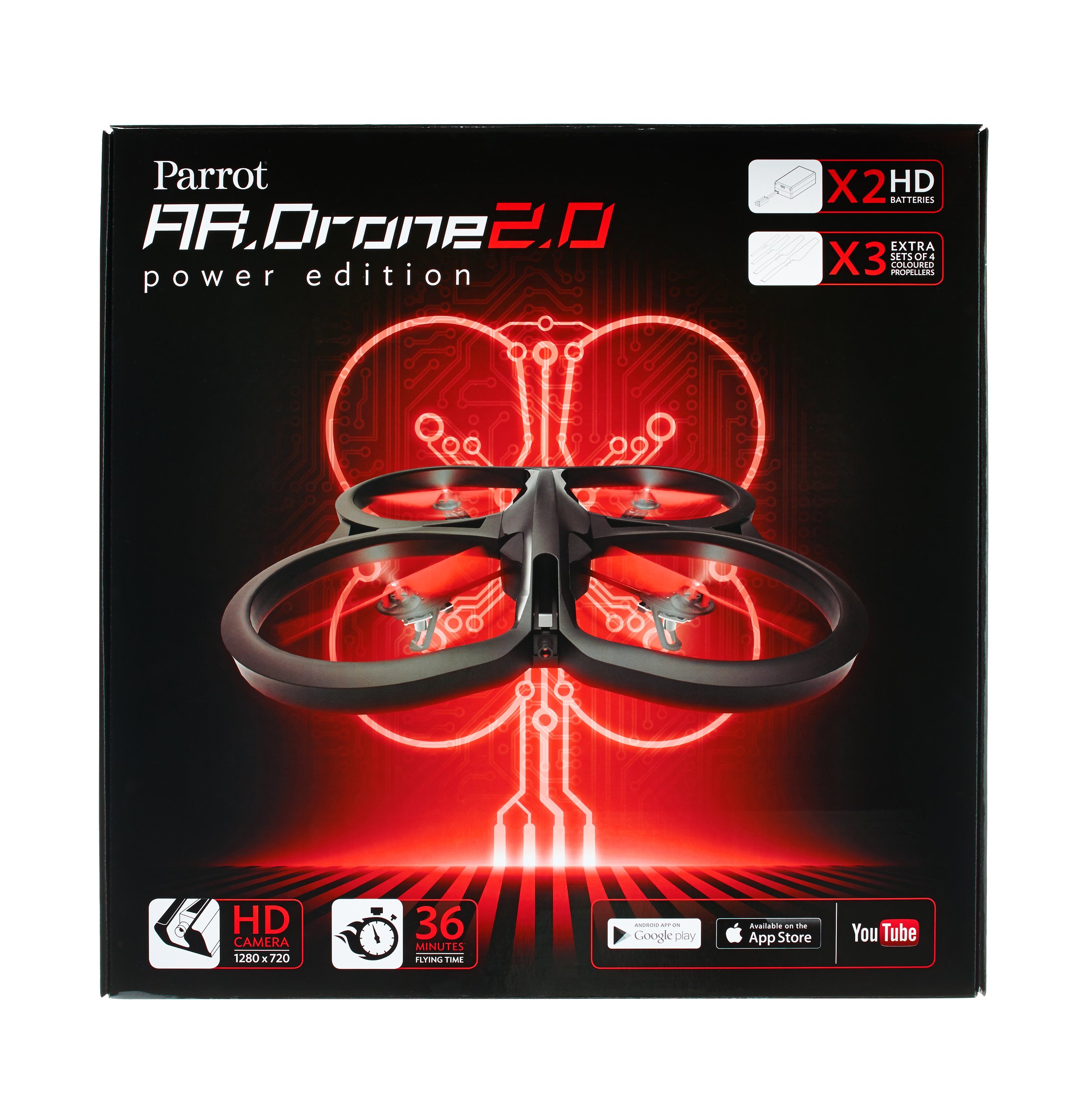 Parrot AR.Drone 2.0 Quadricottero Nero + 2 Batterie