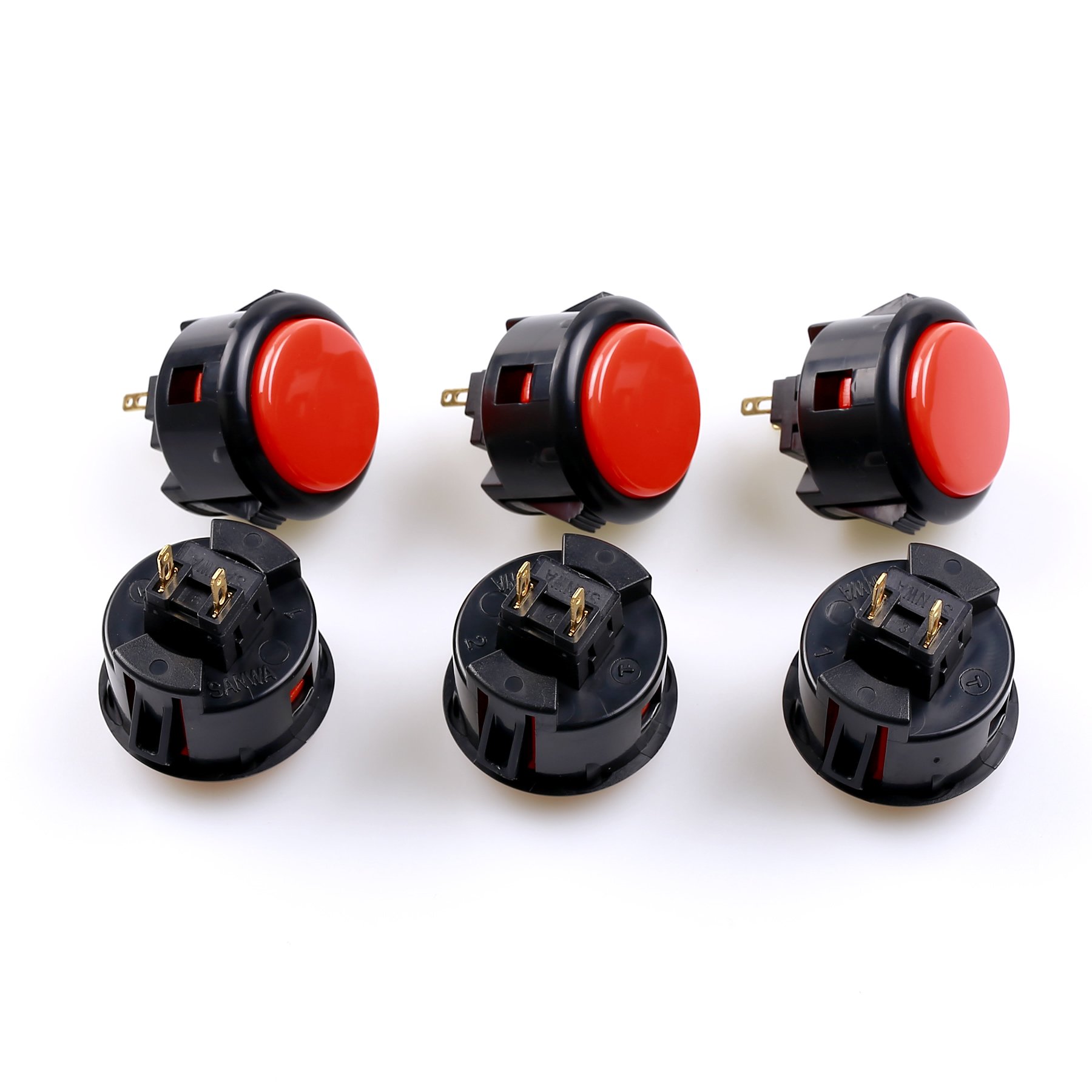 Sanwa OBSF-30 Pulsante Arcade 30mm 6 Pezzi Nero Rosso snap-in