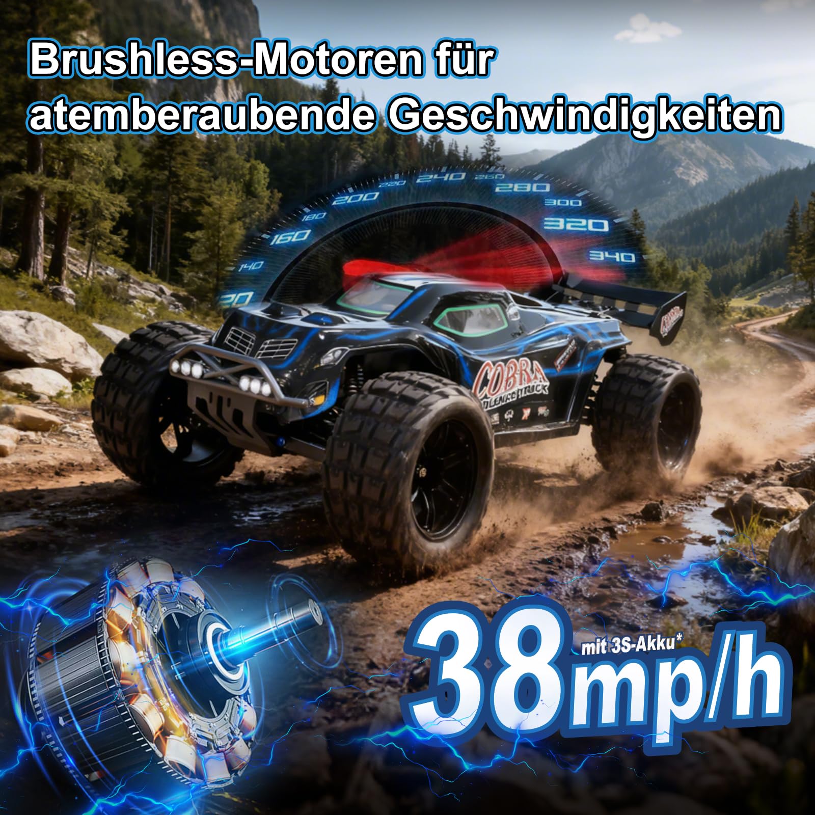 VRX auto RC 1/8 4WD brushless RTR LiPo 3S 50 km/h