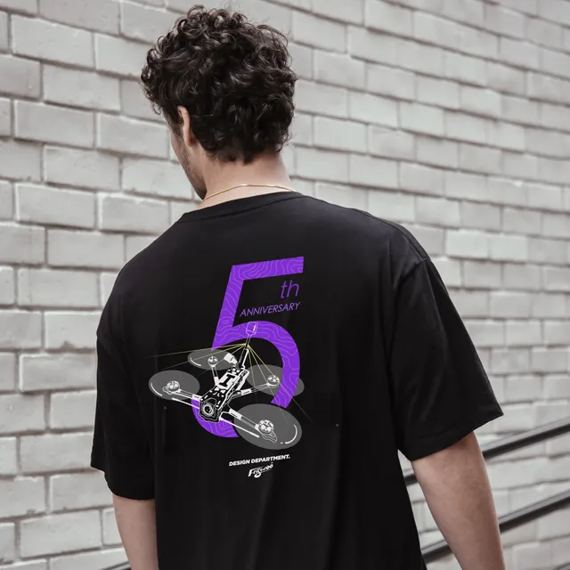 FlyWoo 5th Anniversary T-Shirt Nera Cotone Unisex