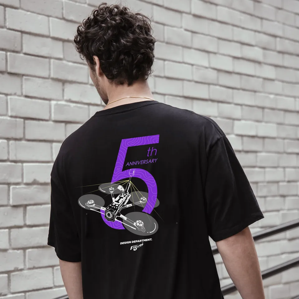 FlyWoo 5th Anniversary T-Shirt Nera Cotone Unisex