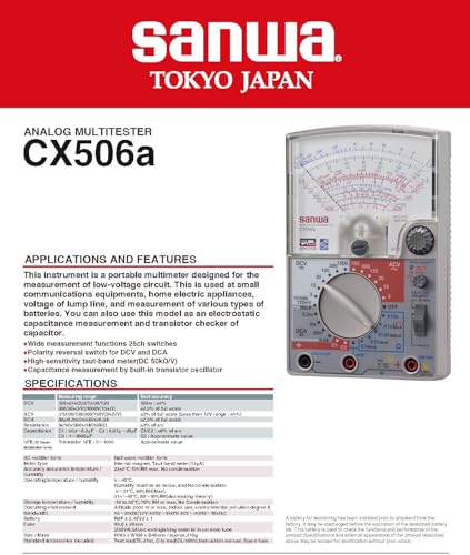 Sanwa CX506A Multimetro Analogico Capacità 2000uF Tester