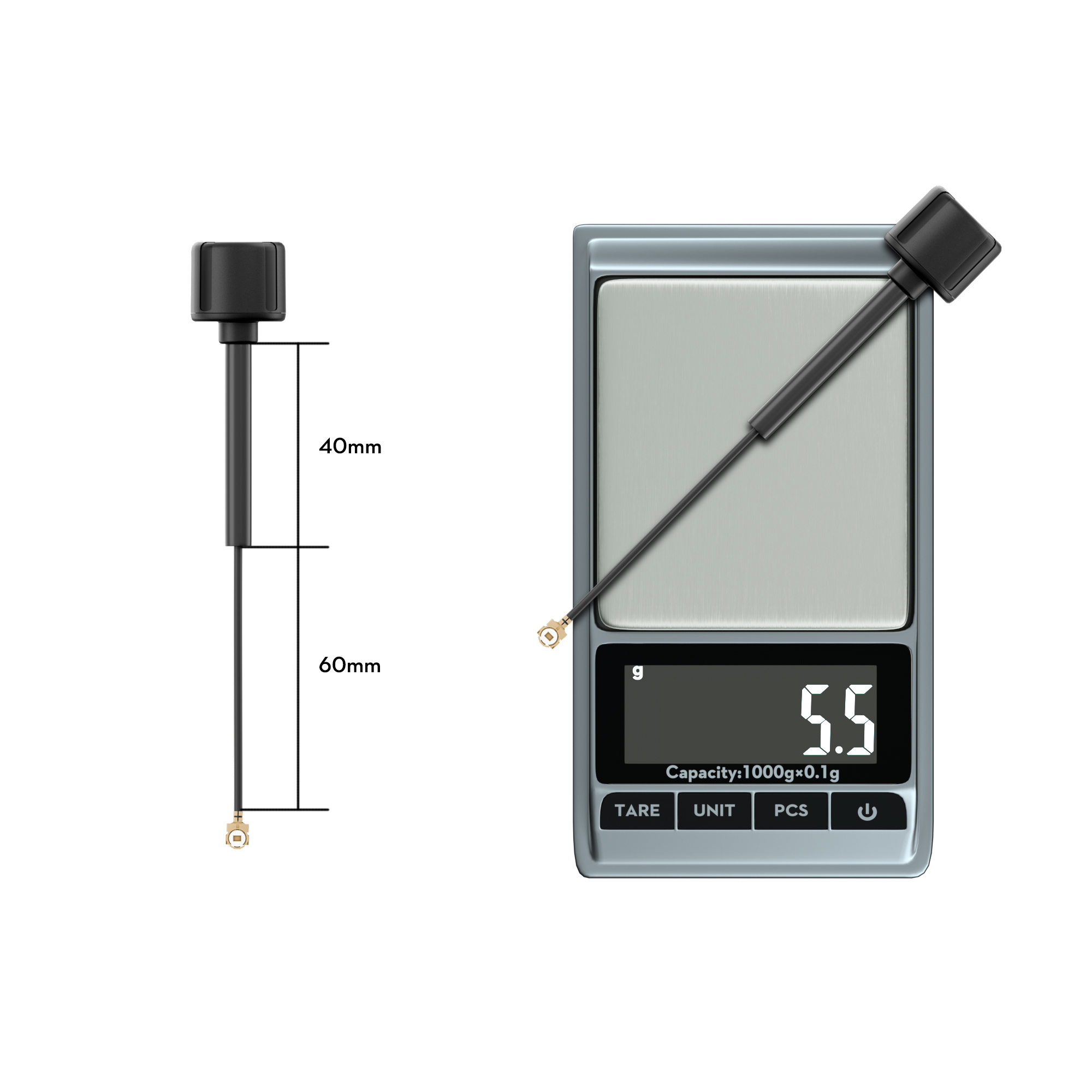 FlyWoo LDS 5.8GHz Antenna LHCP UFL/SMA 1,8dBi