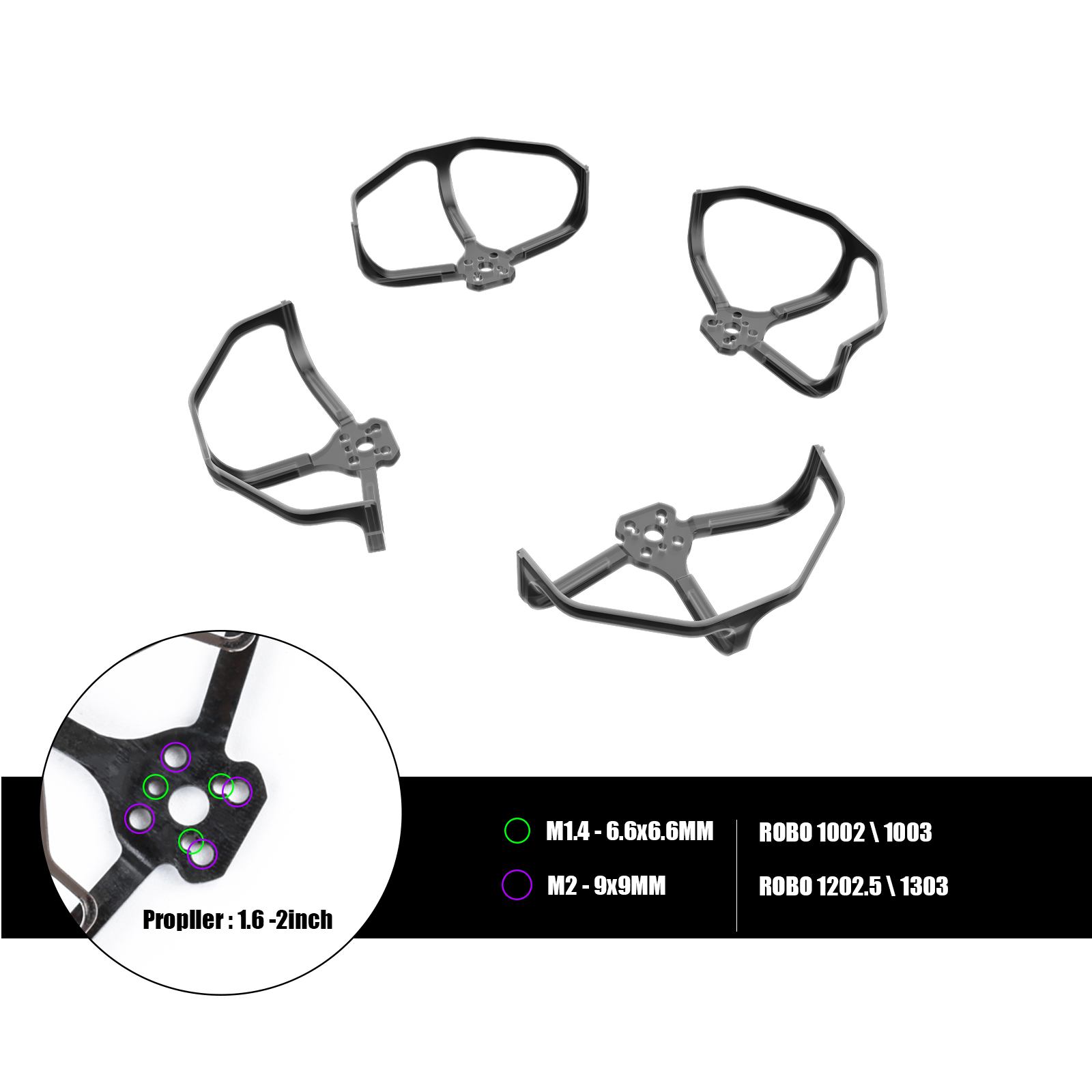 Flywoo Protezioni Eliche 1.6-2" PC 1g 4 pezzi universali