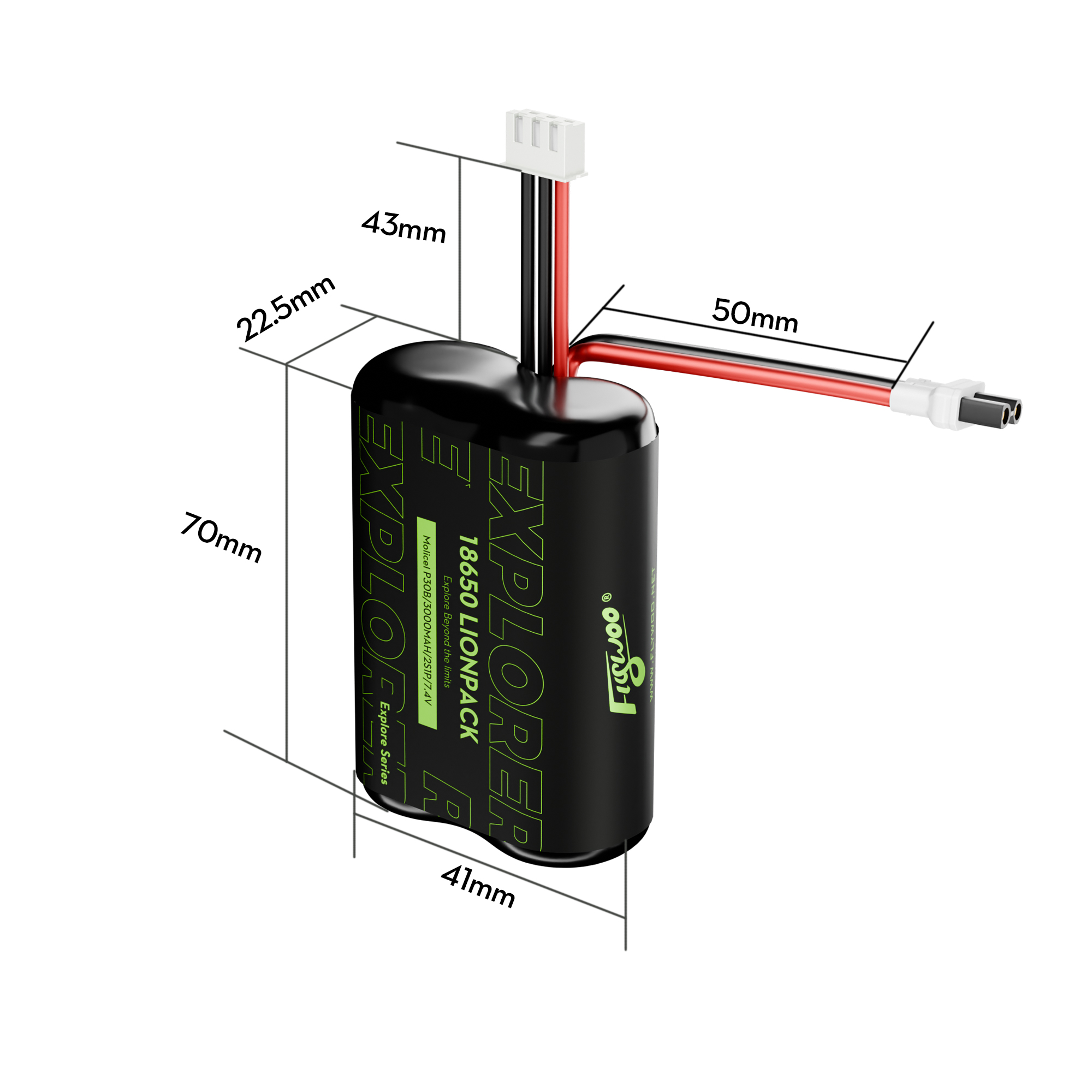 Flywoo Explorer Batteria 2S 3000mAh Molicell P30B 18650