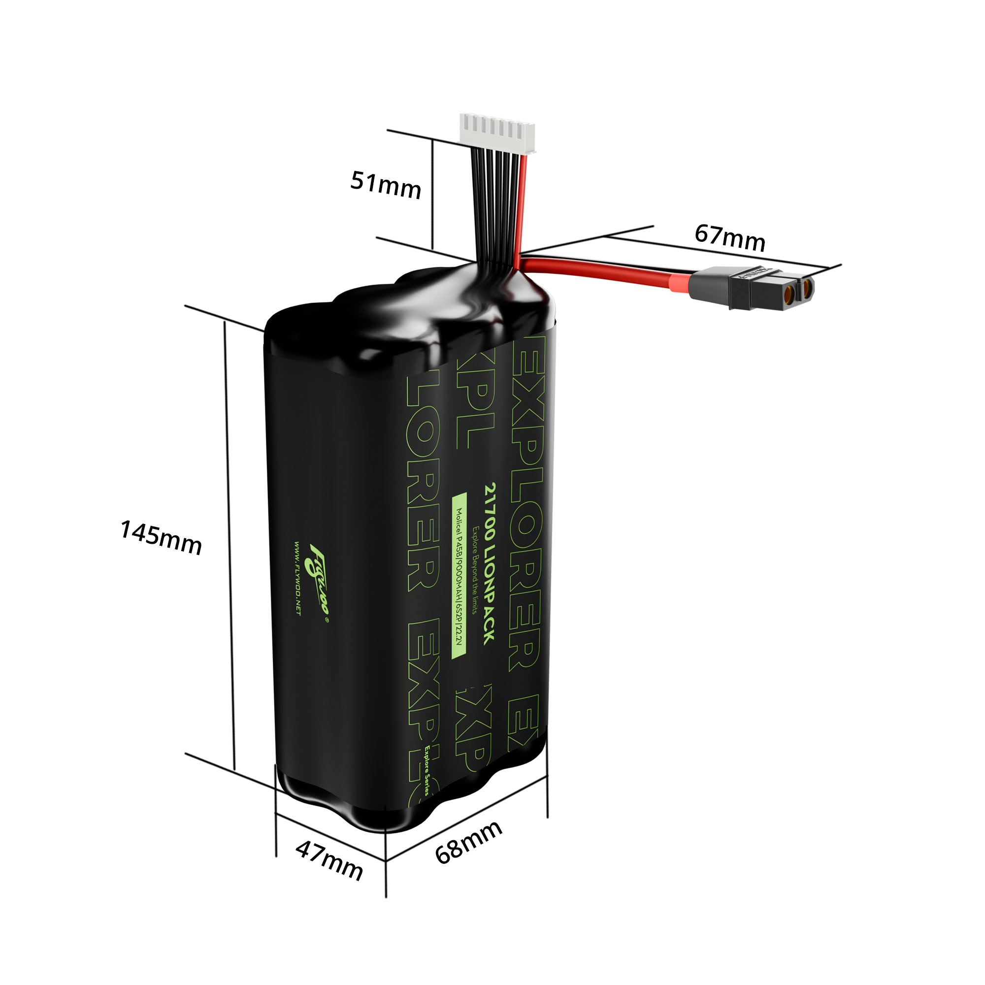 Flywoo Explorer P45D 21700 Batteria Li-Ion 6S2P 9000mAh XT60
