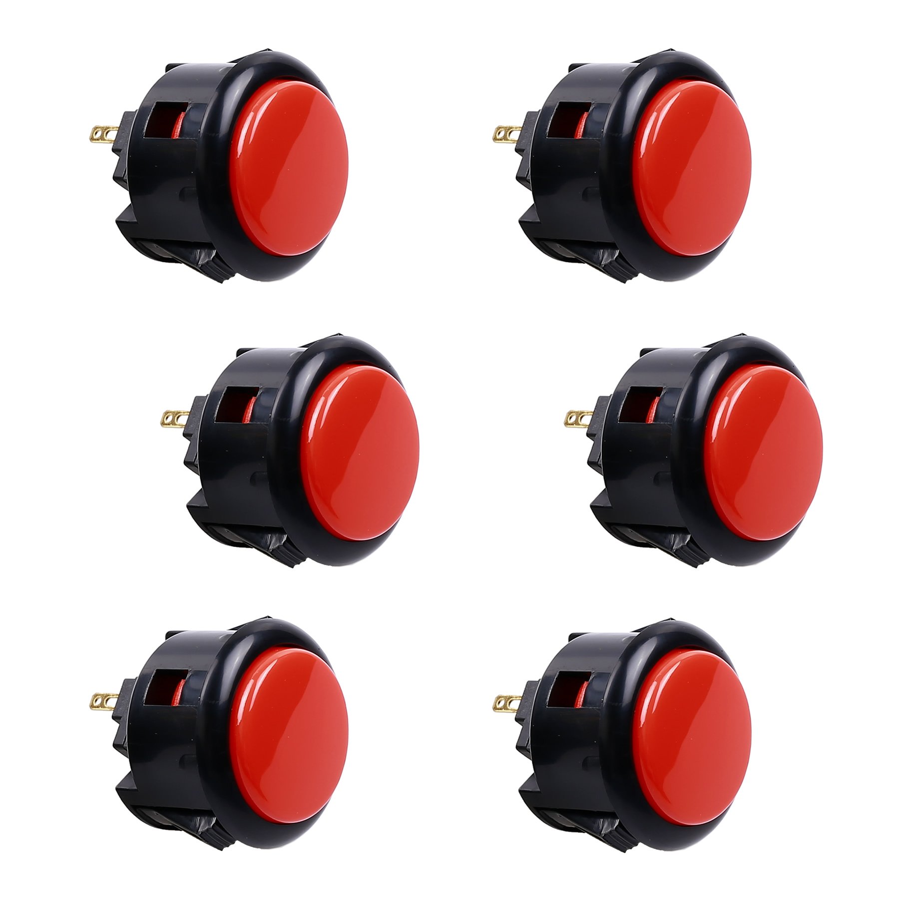 Sanwa OBSF-30 Pulsante Arcade 30mm 6 Pezzi Nero Rosso snap-in