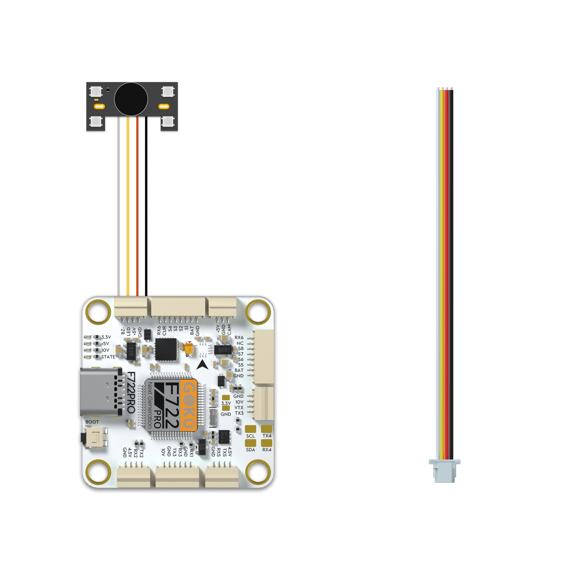 FlyWoo JST SH 1.0 4Pin Cavo FC Buzzer Ricevente 70mm 2Pz