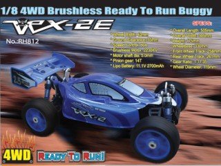 VRX-2E Buggy Brushless 1:8 4WD RTR Batteria 11,1V