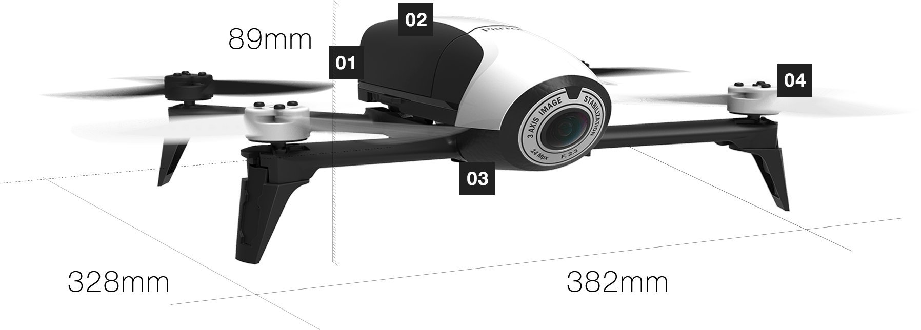 Parrot Bebop 2 Drone con Fotocamera 14MP Bianco