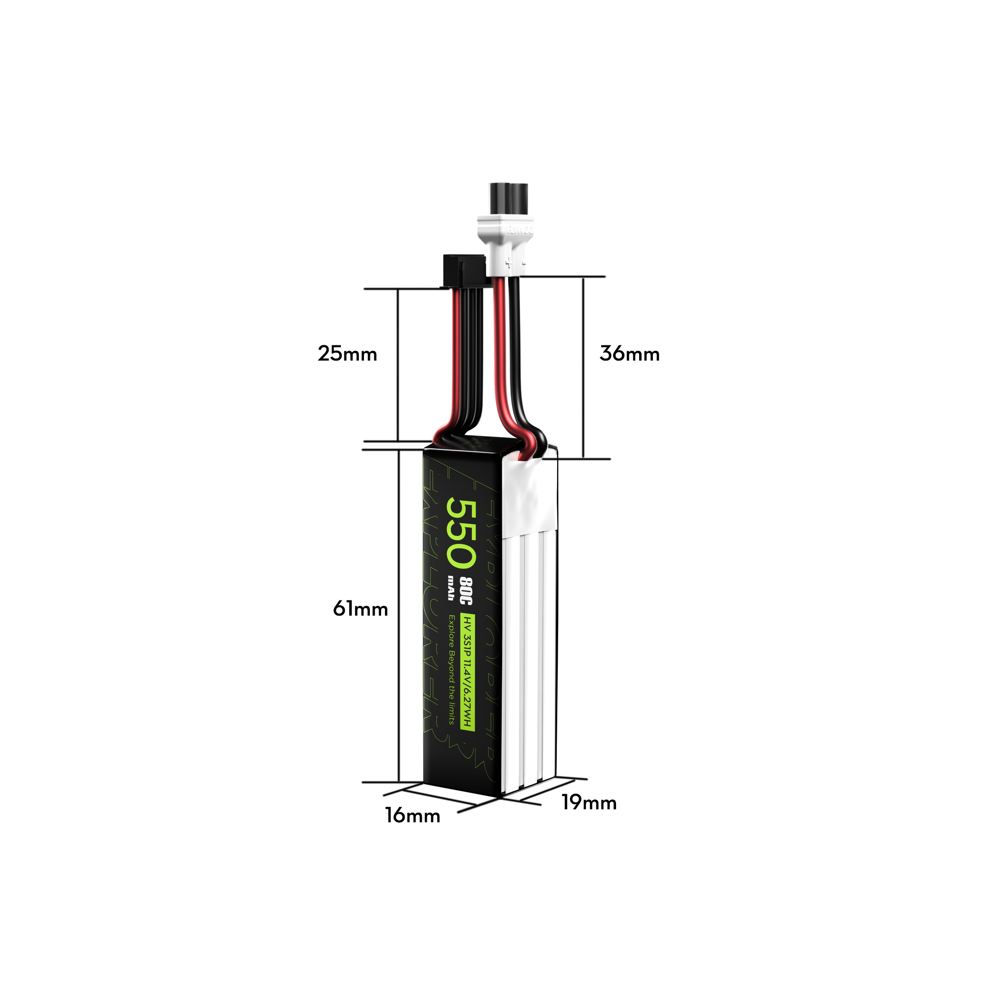 Flywoo Explorer batteria LiHV 3S 550mAh 80C XT30UP 2pz