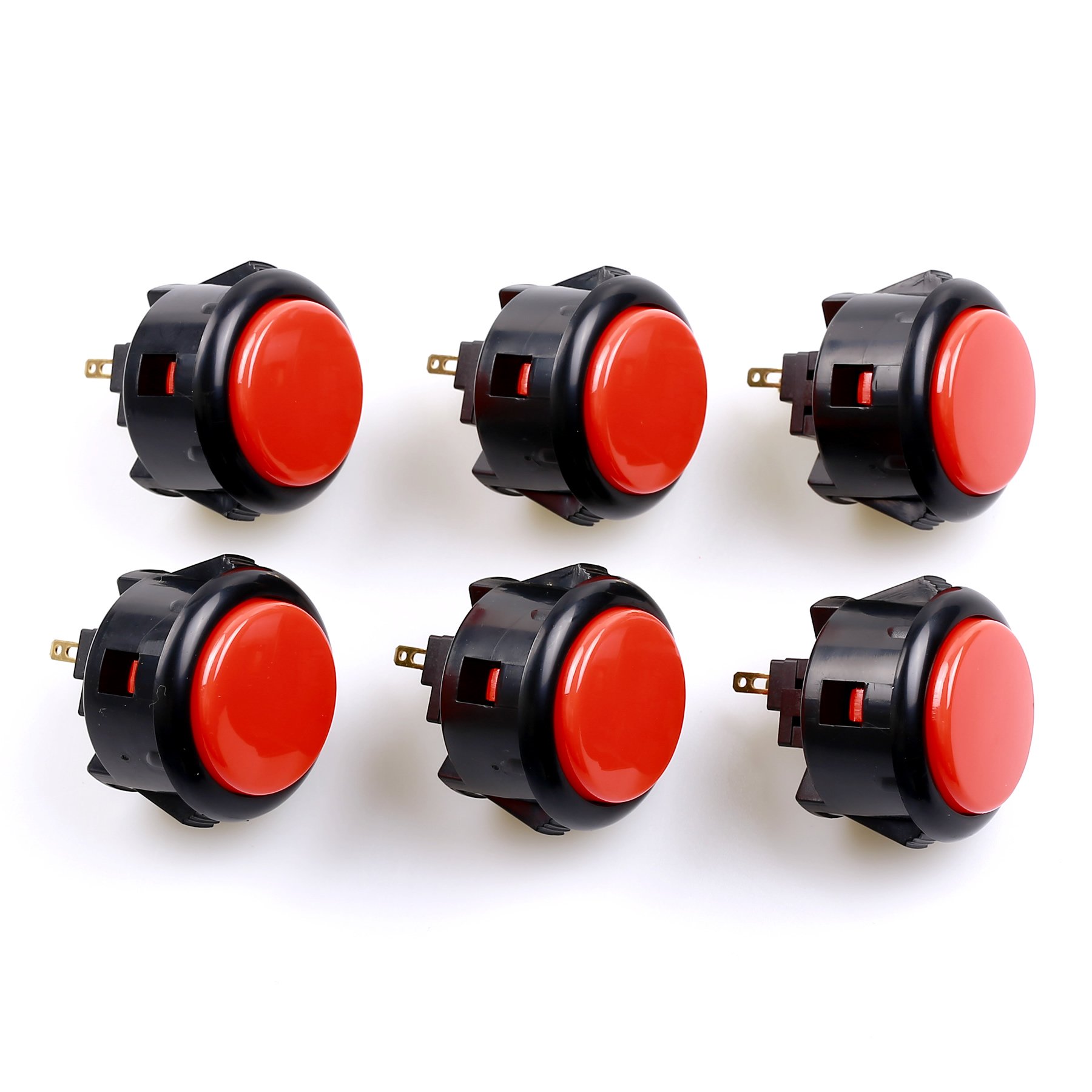 Sanwa OBSF-30 Pulsante Arcade 30mm 6 Pezzi Nero Rosso snap-in