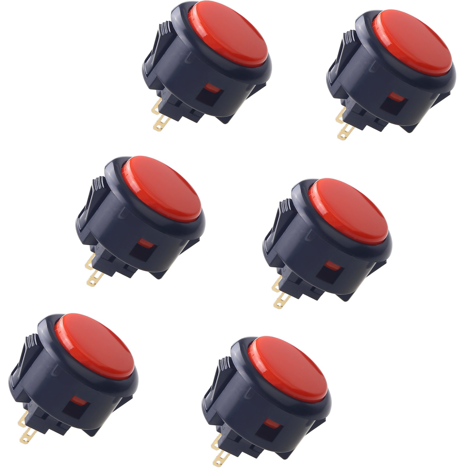 Sanwa OBSF-30 Pulsante Arcade 30mm 6 Pezzi Nero Rosso snap-in