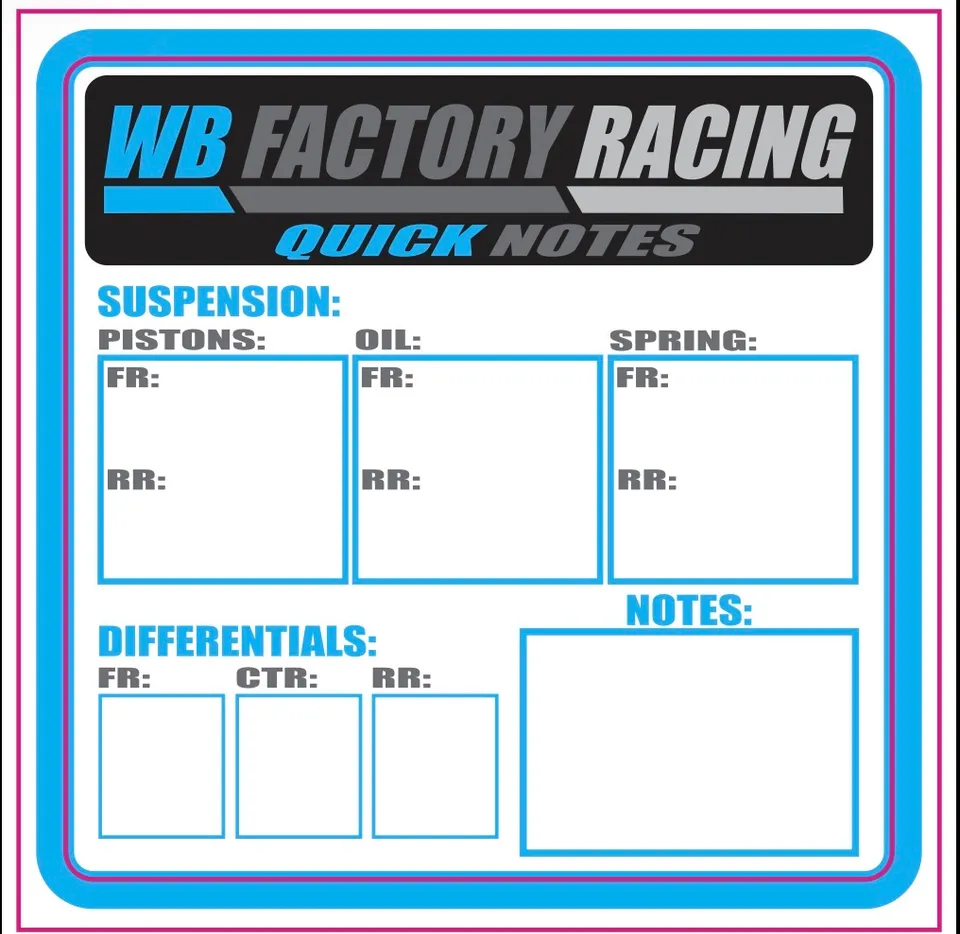 Wallie Builds Accessories WB Factory Note Stickers adesivi RC pacco 5