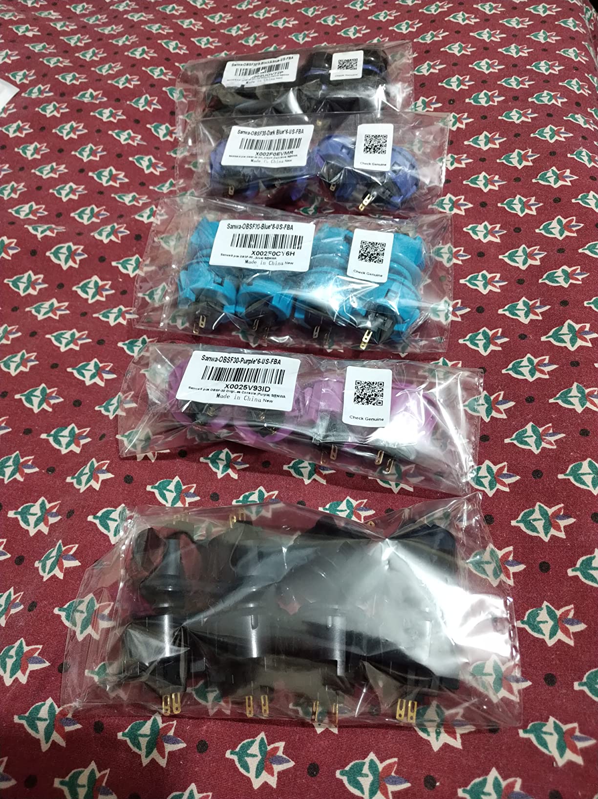 Sanwa OBSF-30 Pulsante Arcade 30mm Blu Scuro 6 Pezzi