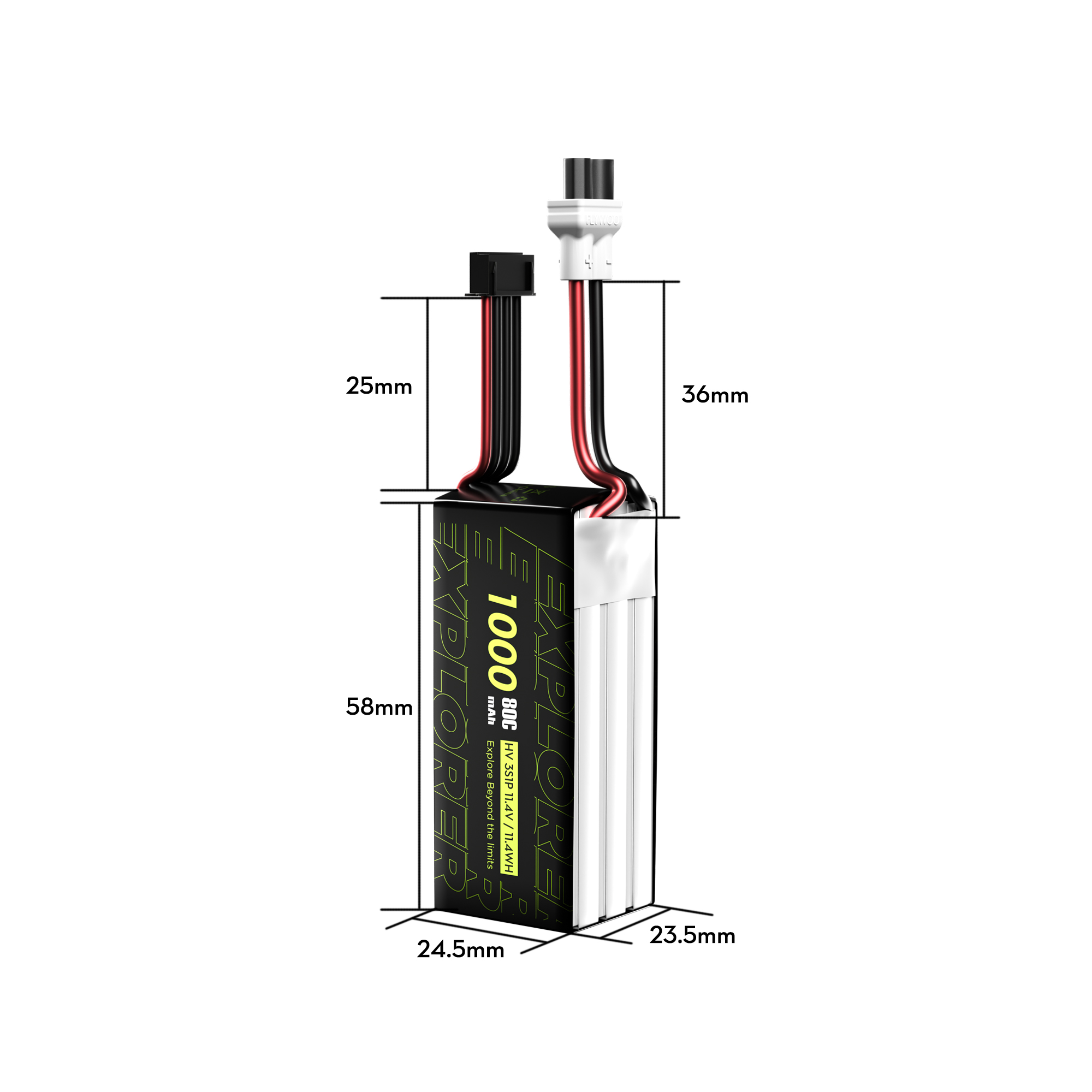 Flywoo Explorer 1000mAh LiHV 3S 80C Batteria XT30UP 2pz