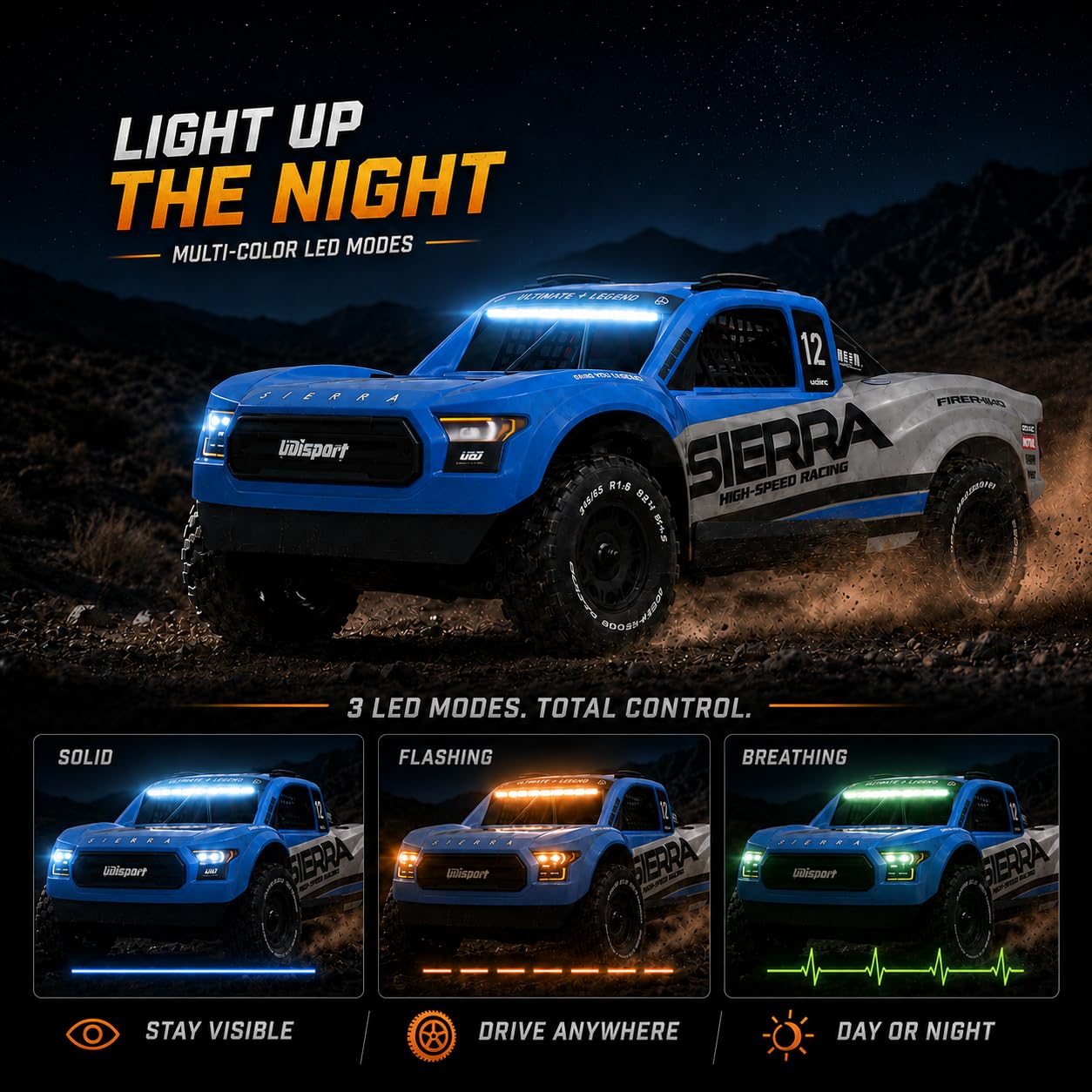 UDIRC SIERRA UD1203 Trophy Truck 1/12 4WD Brushless Blu 2S