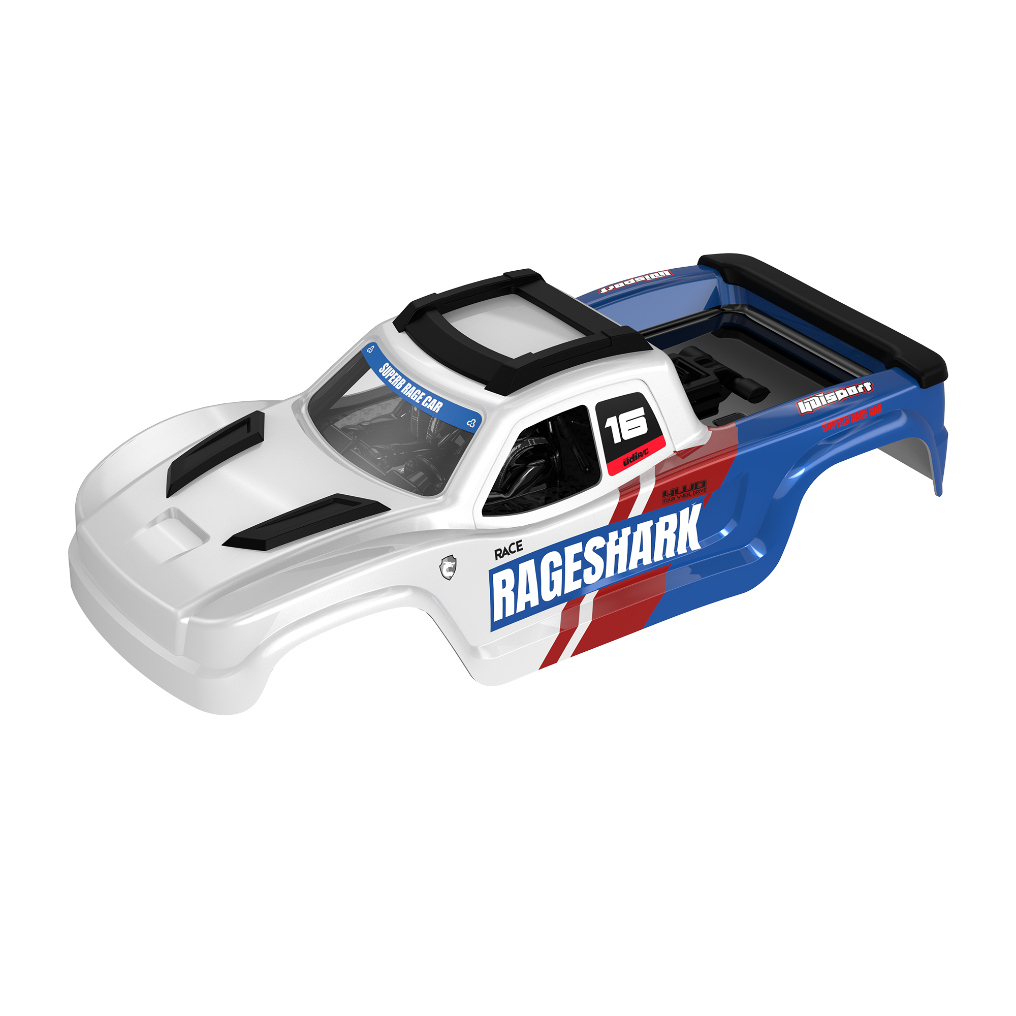 UDI RC Body P16-040A scocca PVC bianco blu per UD1611 1pz