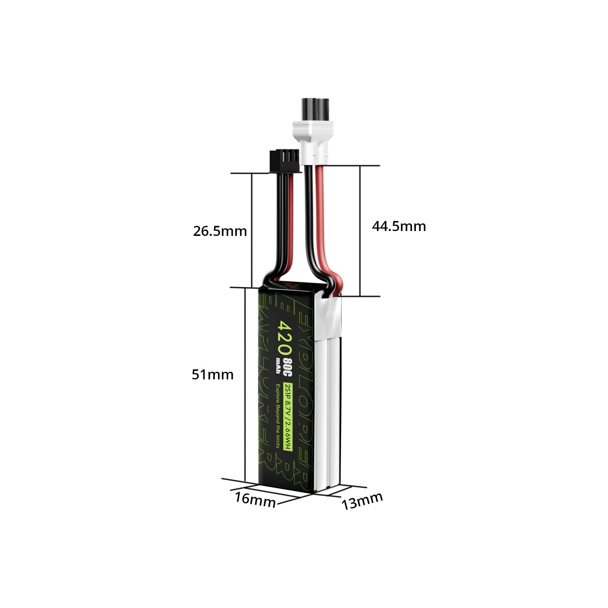 Flywoo Explorer 420mAh 2S 80C Batteria LiHV XT30UP 2 Pezzi