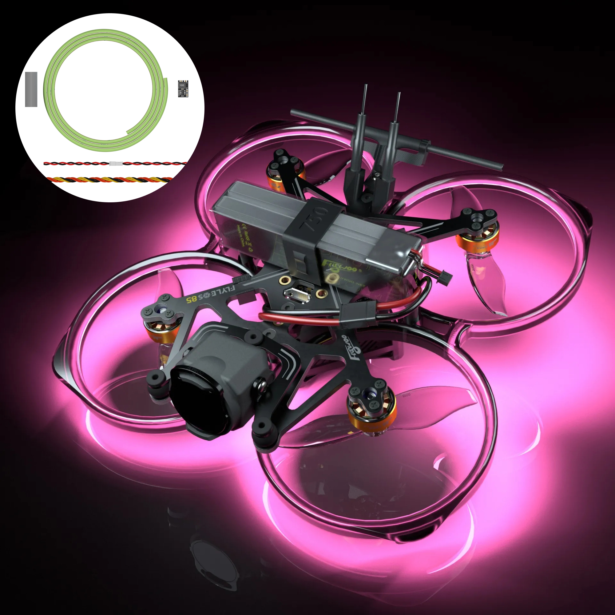 Flywoo LED Flessibile + BEC 3,3V Striscia 2,7 mm 1 m
