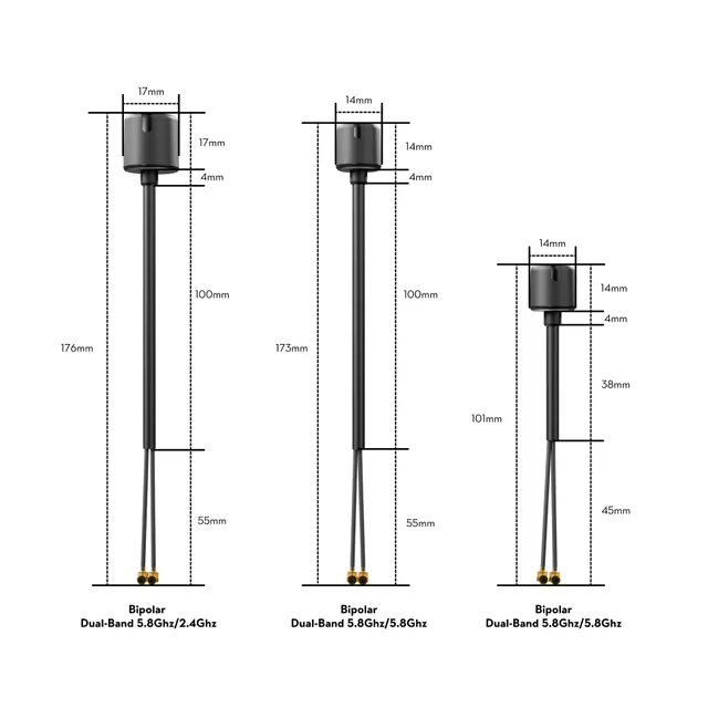 Flywoo Bipolar V2 antenna FPV dual-band 5,8GHz/2,4GHz UFL