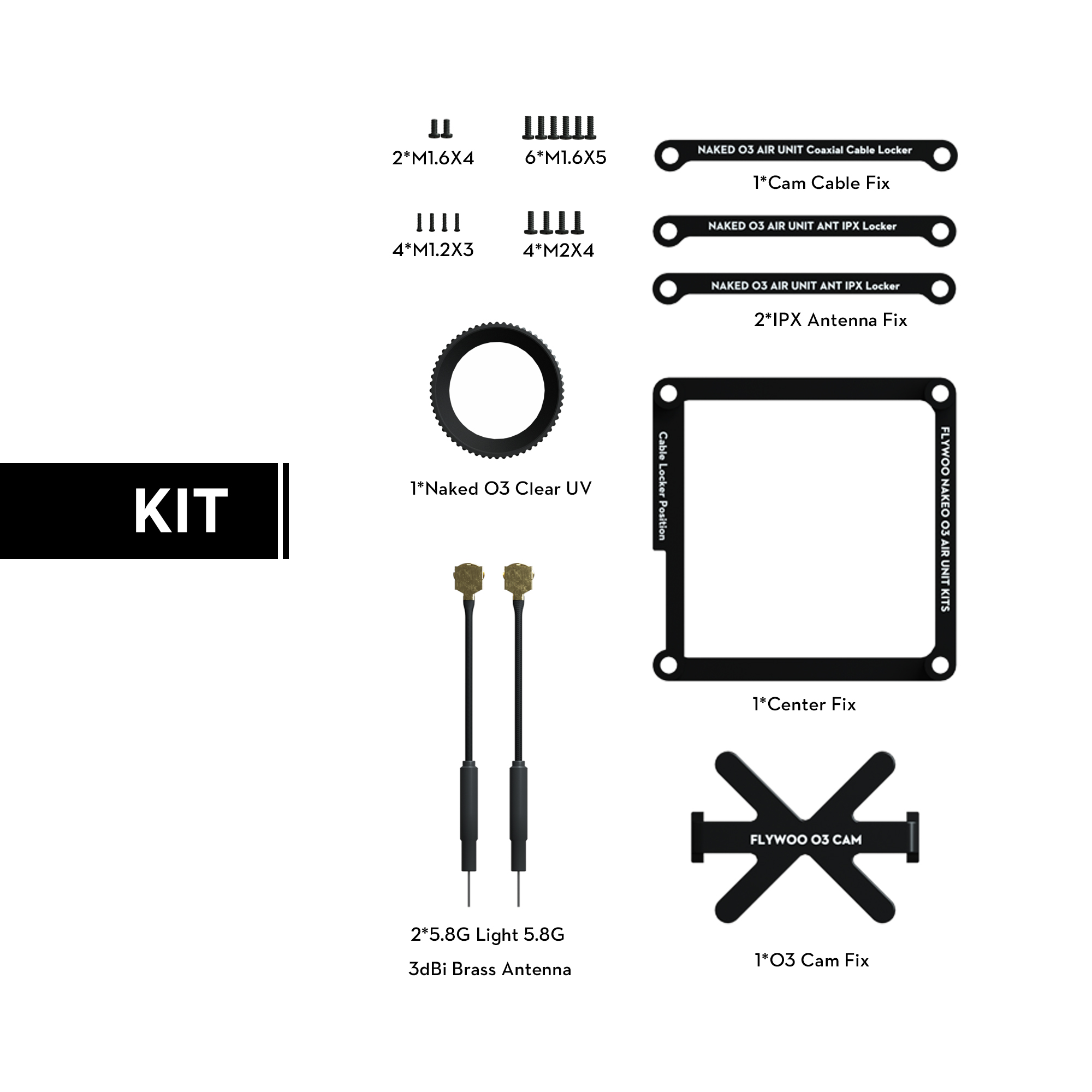 Flywoo O3 Lite / O3 Ultra kit CNC riduzione peso batteria corta
