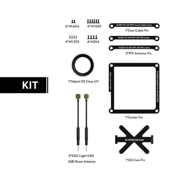 Flywoo O3 Lite / O3 Ultra kit CNC riduzione peso batteria corta