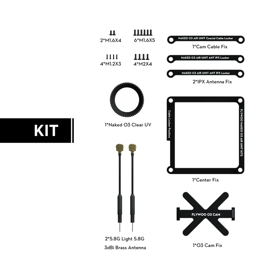 Flywoo O3 Lite / O3 Ultra kit CNC riduzione peso batteria corta