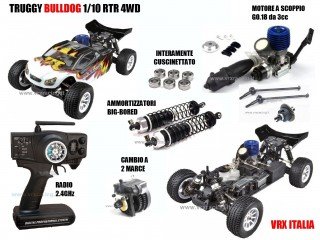 VRX RH1022 Bulldog Truggy RC 1/10 Scoppio GO.18 4WD