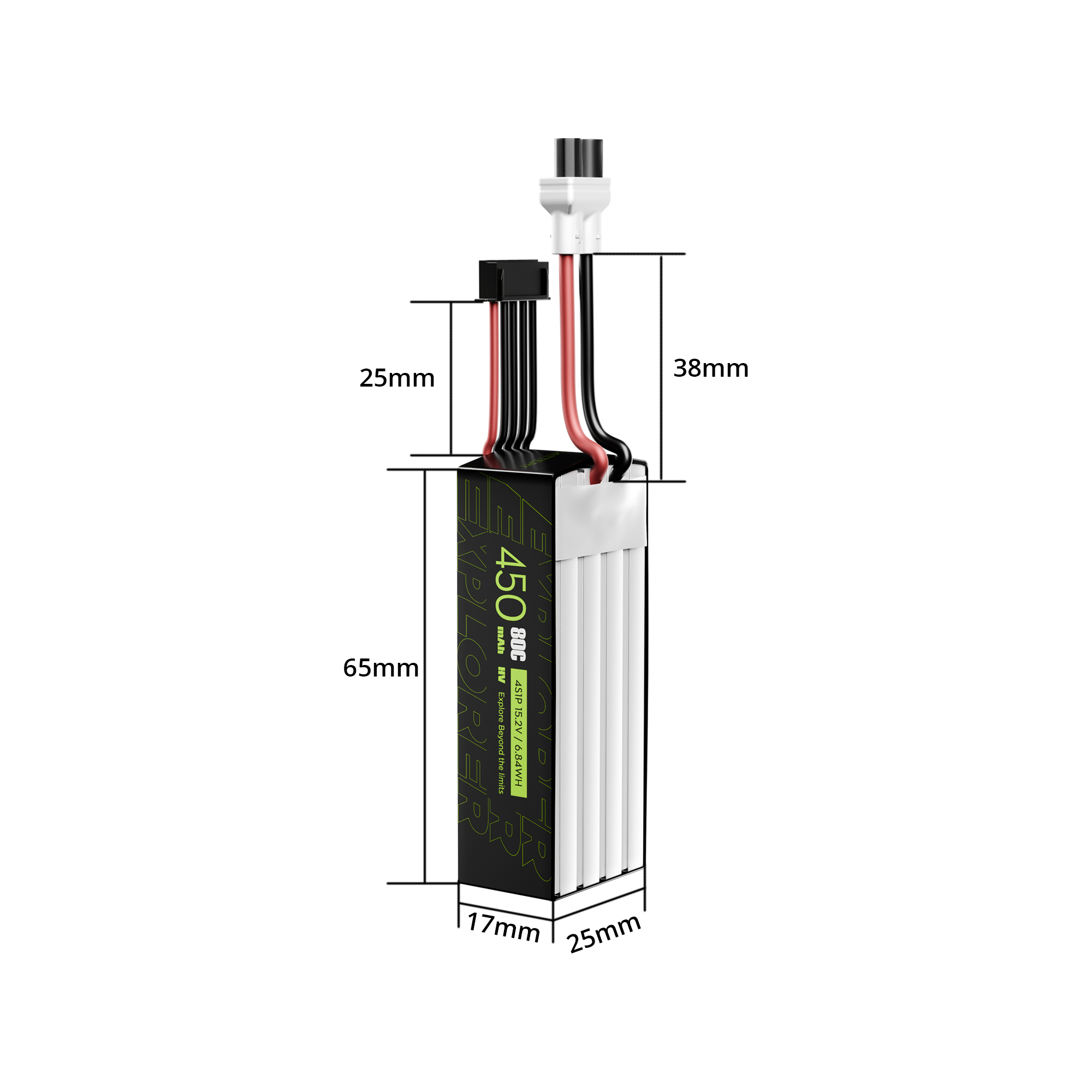 FlyWoo Explorer 450mAh LiHV 4S 80C batteria XT30UP 2 pezzi