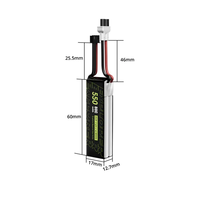 Flywoo Explorer 550mAh 2S batteria LiHV 80C XT30UP 2 pezzi