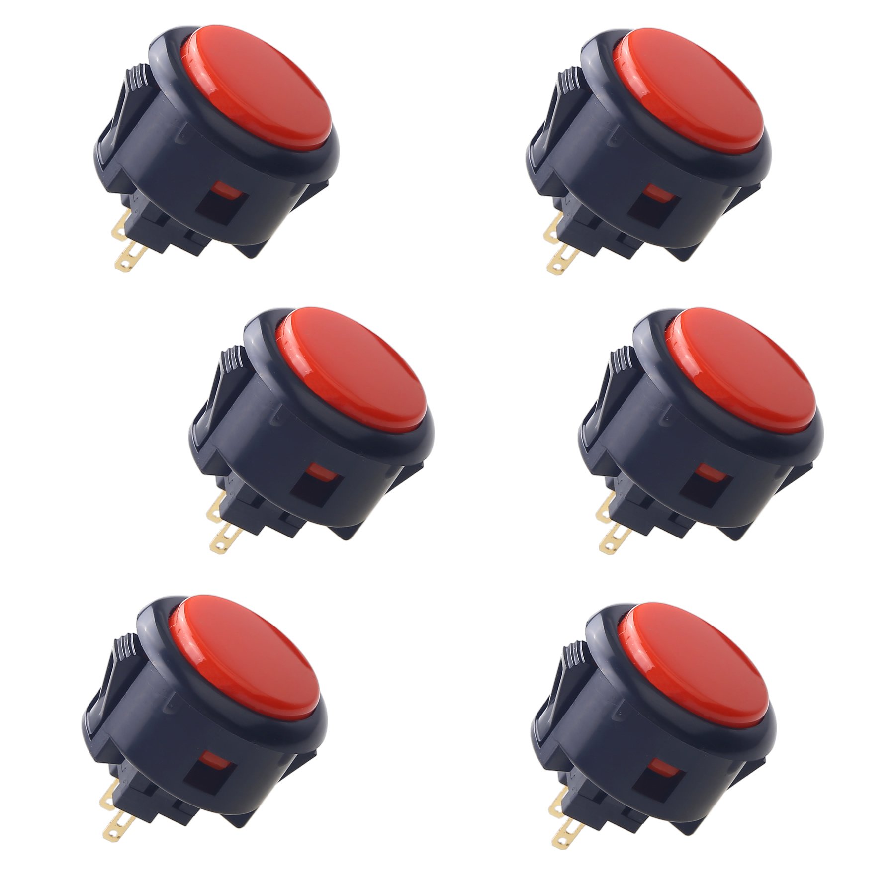 Sanwa OBSF-30 Pulsante Arcade 30mm 6 Pezzi Nero Rosso snap-in