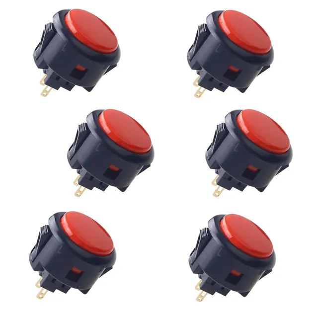 Sanwa OBSF-30 Pulsante Arcade 30mm 6 Pezzi Nero Rosso snap-in