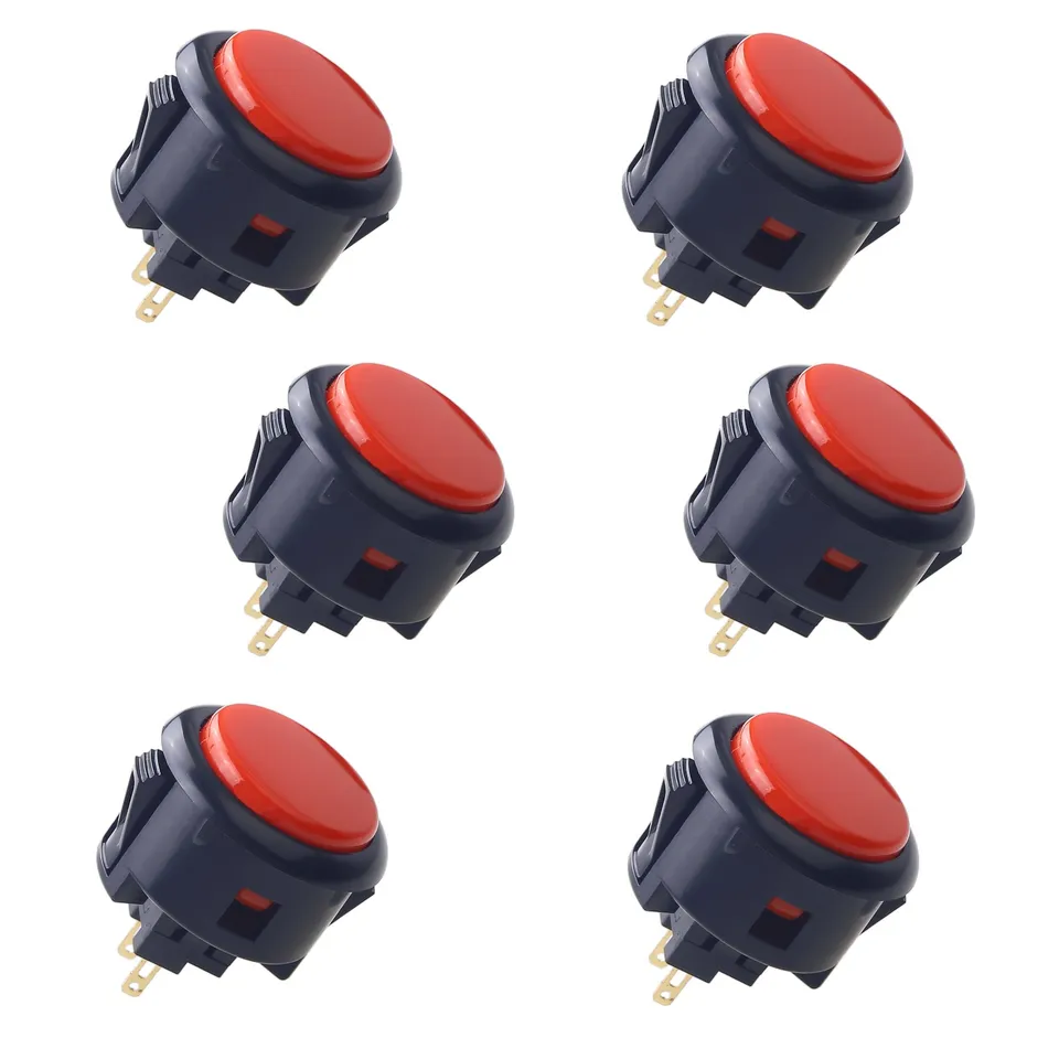 Sanwa OBSF-30 Pulsante Arcade 30mm 6 Pezzi Nero Rosso snap-in