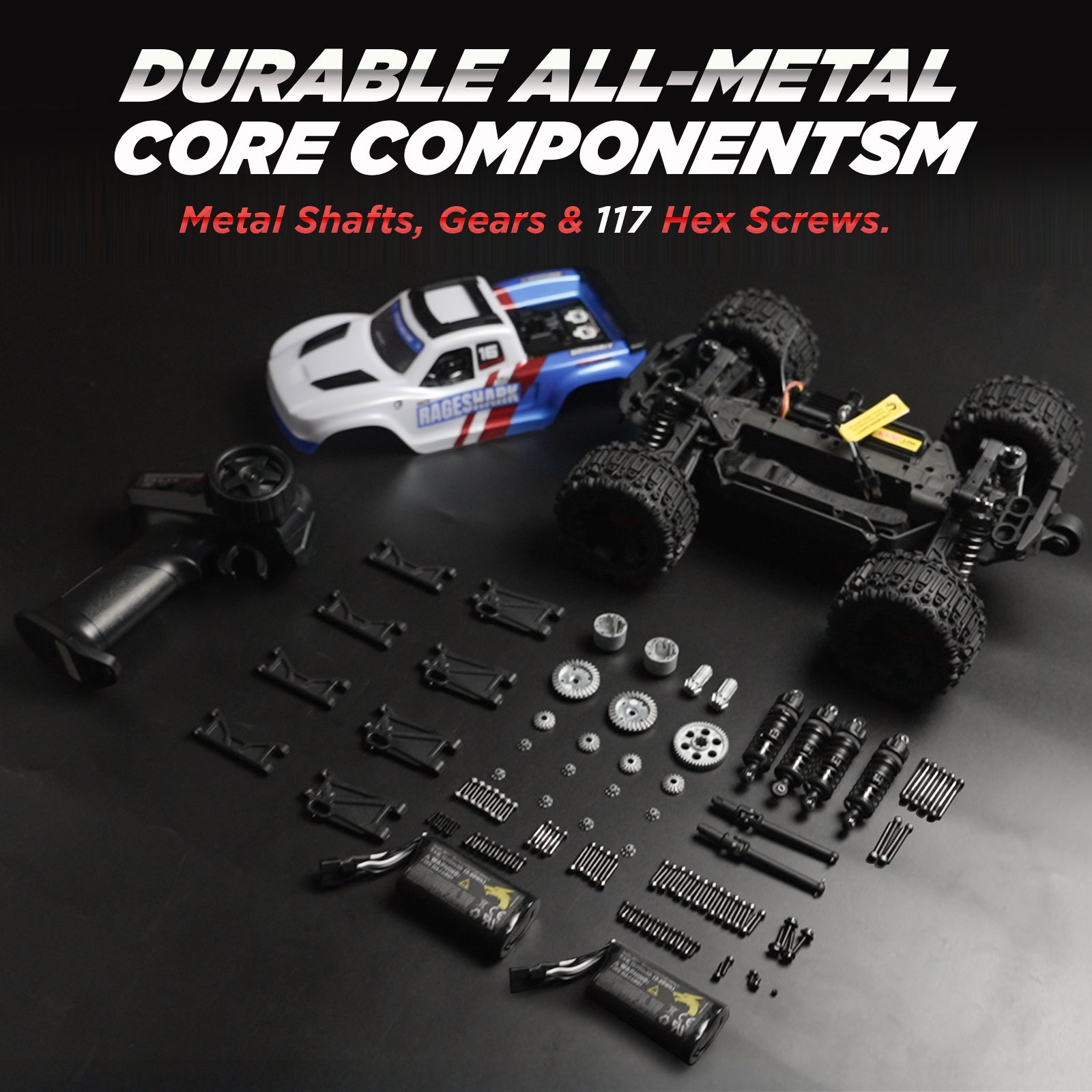 UDI RC Rageshark UD1611 Auto RC 1/16 White-Blue 2 Batterie