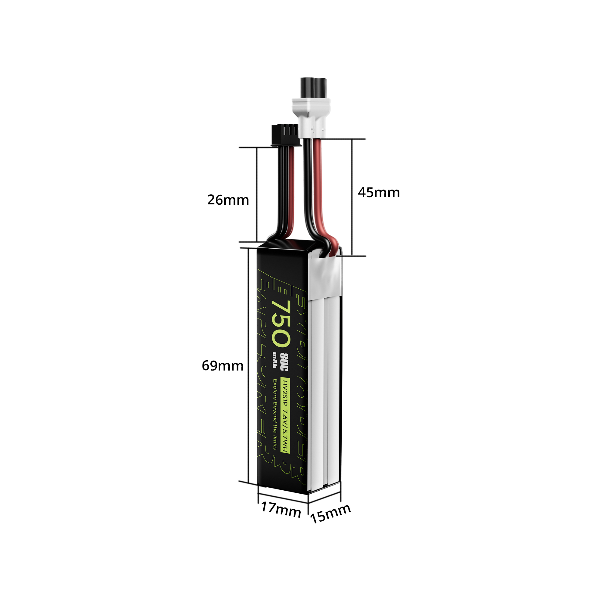 Flywoo Explorer 750mAh batteria LiHV 2S 80C XT30UP 2 pezzi