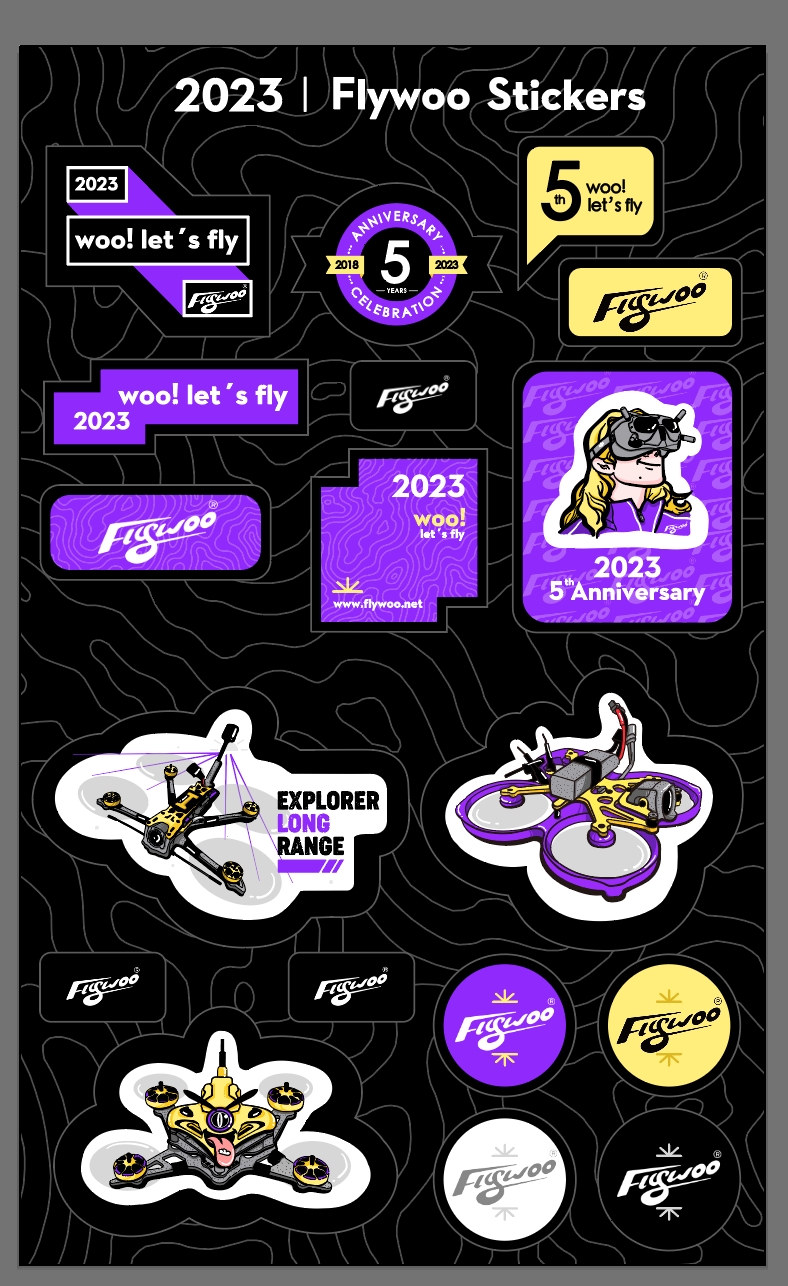 Flywoo FPV Gears Stickers adesivi 5° anniversario edizione limitata