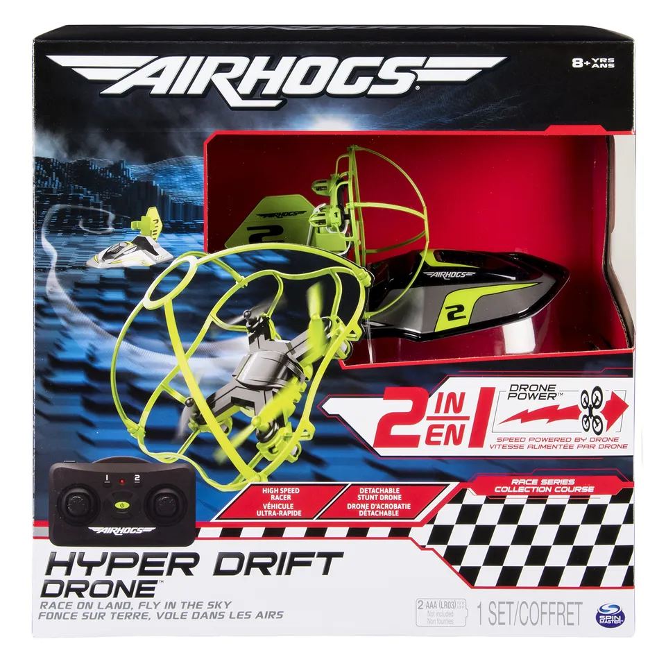 Air Hogs Hyper Drift Drone RC Verde terra e volo 2.4GHz