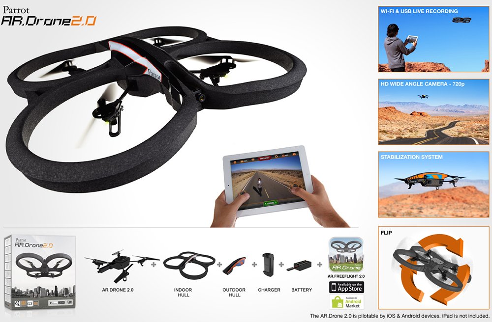 Parrot AR.Drone 2.0 Quadricottero Blu/Arancione HD