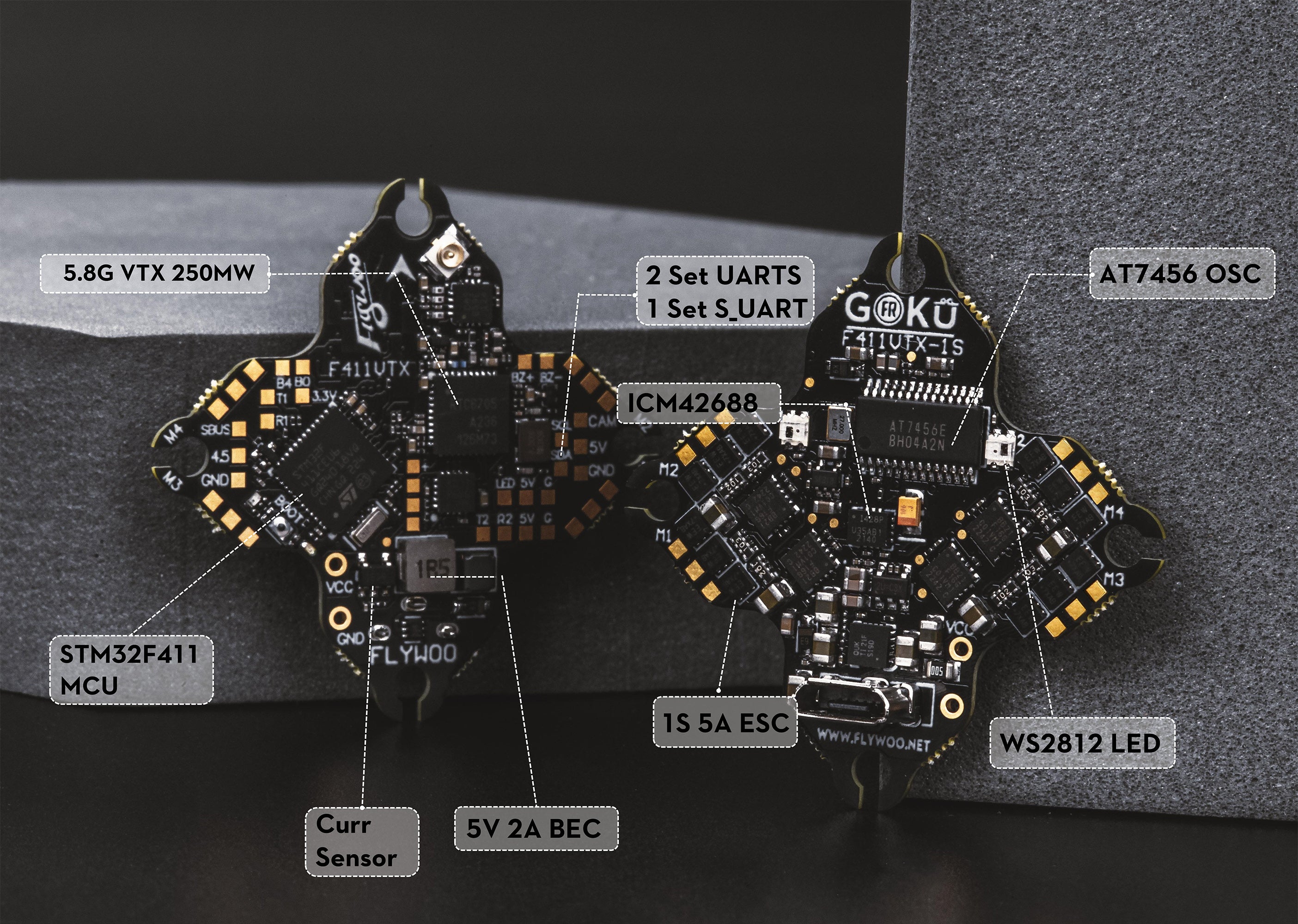 Flywoo Goku F411 AIO 1S 5A VTX 250mW V2.0 25,5mm