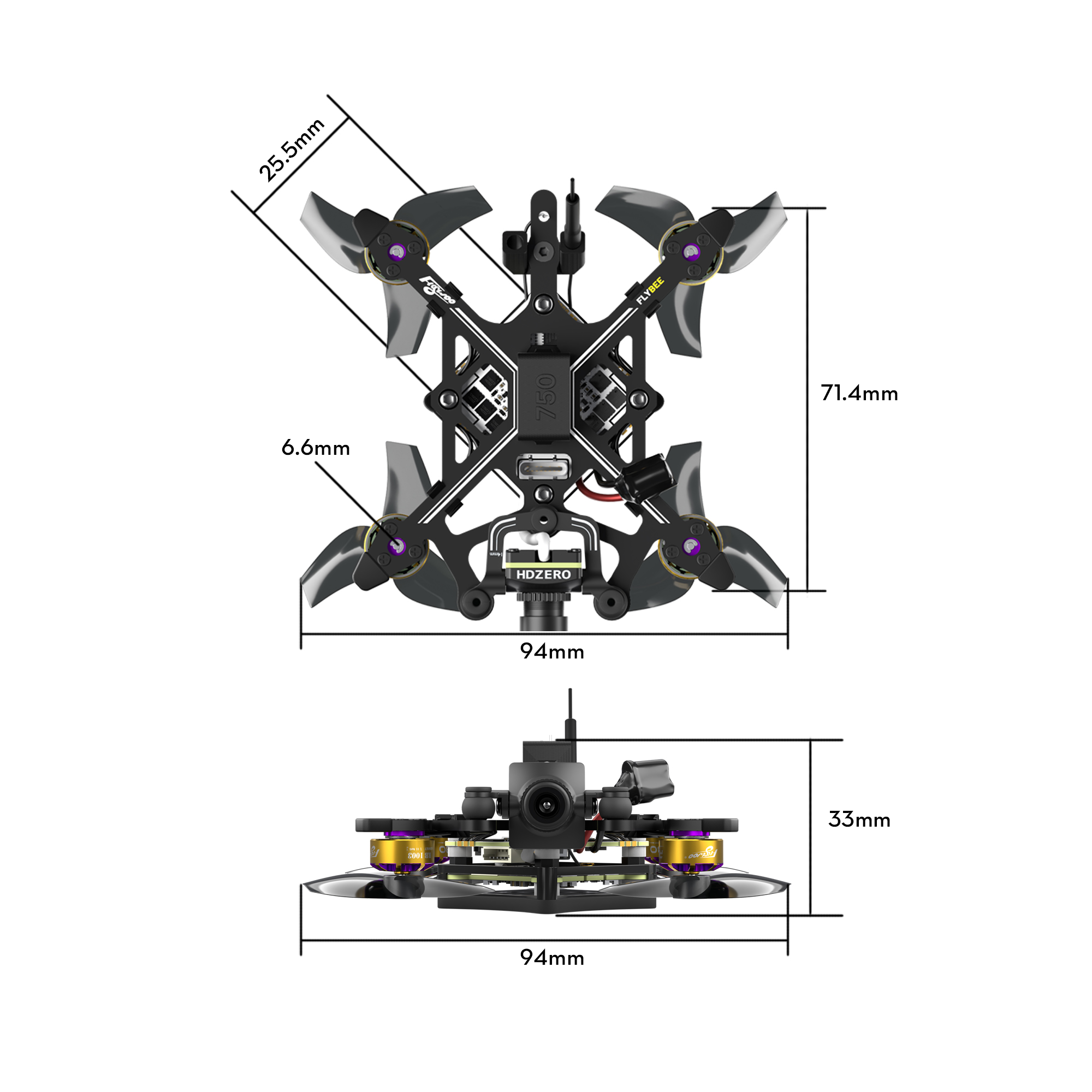 FlyWoo Flybee 16 HDZero 2S Micro Drone FPV ELRS 45.7g