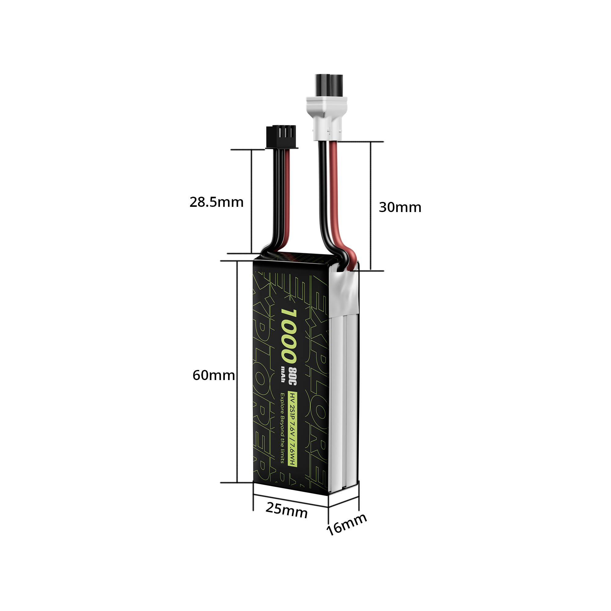 Flywoo Explorer 1000mAh LiHV 2S 80C Batteria XT30UP 2 Pezzi